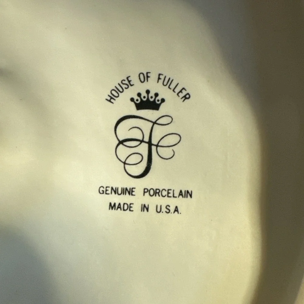 Vintage Ceramic White Gold Trim Floral House of Fuller Trinket Dish with Lid USA